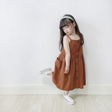 Load image into Gallery viewer, 23006DS-Summer Japanese retro multi-button cotton casual suspender dress