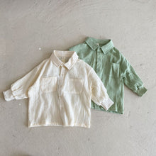 Load image into Gallery viewer, Q90377SE-Children's white shirt pure cotton gauze 2022 new spring and autumn Korean version boys and girls long-sleeved shirt baby top