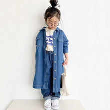 Load image into Gallery viewer, 21030PCW-Autumn Korean style open X windbreaker parent-child long denim jacket