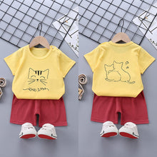 Load image into Gallery viewer, DT16TG-Children's short-sleeved suit pure cotton summer baby clothes Korean version girls T-shirt boys clothing foreign trade children's clothing