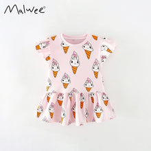 Load image into Gallery viewer, 9310DS-malwee European and American casual round neck girls printed dress