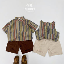 Load image into Gallery viewer, 1222SE-Korean style children's breathable and cool cotton contrast color striped vest