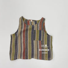 Load image into Gallery viewer, 1222SE-Korean style children's breathable and cool cotton contrast color striped vest