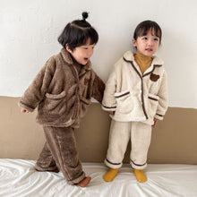 Load image into Gallery viewer, D91137JG-Winter Bear Long Fur Double Pocket Home Pajamas Set