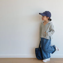 Load image into Gallery viewer, BB2234SE-2022 Autumn and Winter New Children's Clothing Japanese Girls Solid Color V-neck Hooded Sweater Parent-child Clothing