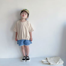 Load image into Gallery viewer, BB2210PCW-Summer Japanese style boys and girls wide cotton short-sleeved waist parent-child tops