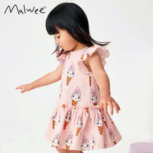 Load image into Gallery viewer, 9310DS-malwee European and American casual round neck girls printed dress