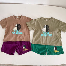 Load image into Gallery viewer, X90269TG-Children's summer suit girls sports 2022 new pure cotton little boy cartoon casual baby short-sleeved two-piece suit