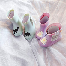 Load image into Gallery viewer, 32701AC-Simple dinosaur daisy low-mid tube children's rain boots