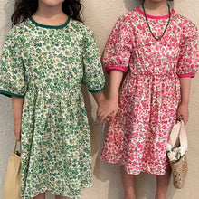 Load image into Gallery viewer, X81375DS-Summer round neck pure cotton floral princess dress