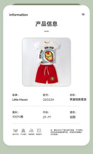 Load image into Gallery viewer, 22023TG-Little maven summer European and American children's wear steel print round neck pure cotton suit