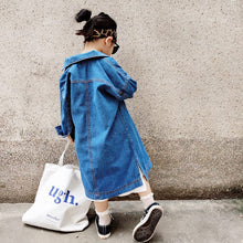 Load image into Gallery viewer, 21030PCW-Autumn Korean style open X windbreaker parent-child long denim jacket