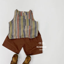 Load image into Gallery viewer, 1222SE-Korean style children's breathable and cool cotton contrast color striped vest
