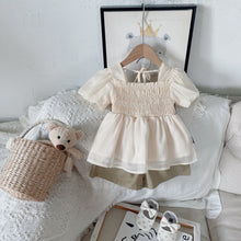 Load image into Gallery viewer, 2220402TG-Summer Korean version of children's short top + solid color shorts two-piece set