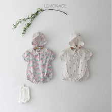 Load image into Gallery viewer, 6101LS-Summer baby lace collar dress short-sleeved crawling clothes + hat two-piece set