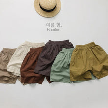 Load image into Gallery viewer, 1108PA-Forest Ramie Multicolor~Children's Summer Retro All-match Shorts for Boys and Girls Korean Casual Shorts