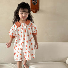 Load image into Gallery viewer, X81878DS-Summer short-sleeved full-print bear dress & top and shorts two-piece set