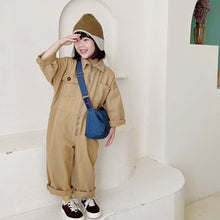 Load image into Gallery viewer, 21046PCW-Autumn and winter Japanese loose workwear zipper parent-child jumpsuit