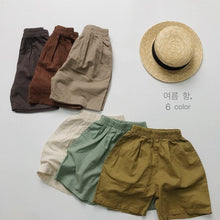 Load image into Gallery viewer, 1108PA-Forest Ramie Multicolor~Children's Summer Retro All-match Shorts for Boys and Girls Korean Casual Shorts
