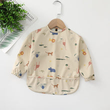 Load image into Gallery viewer, 000263SE-Danish children's long-sleeved pu reverse wear baby eating clothes bib super soft waterproof baby rice pocket