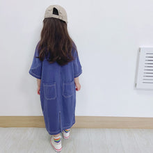 Load image into Gallery viewer, 22123PCW- Spring and summer Korean loose long stitching slit dress parent-child outfit