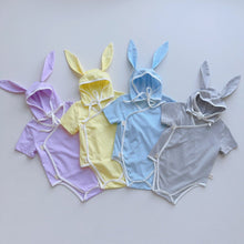 Load image into Gallery viewer, 6199LS-Summer Korean style hemming romper + rabbit ear hat two-piece set