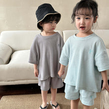 Load image into Gallery viewer, X82086TG-Summer Korean B-shaped waffle top + shorts two-piece set