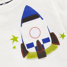 Load image into Gallery viewer, 53013SE-Summer round neck rocket print cotton short-sleeved top
