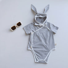 Load image into Gallery viewer, 6199LS-Summer Korean style hemming romper + rabbit ear hat two-piece set
