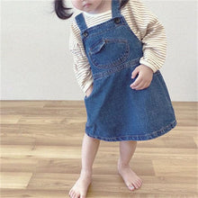 Load image into Gallery viewer, 24D61DS-Children's Korean version ins spring and summer new overalls skirt girls Korean style personality retro loose denim overalls dress