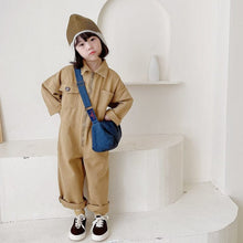 Load image into Gallery viewer, 21046PCW-Autumn and winter Japanese loose workwear zipper parent-child jumpsuit