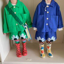 Load image into Gallery viewer, Q90600TG-Korean children's clothing children's spring and autumn suits boys' street-blasting Klein blue 2022 baby girls' jackets and pants trend
