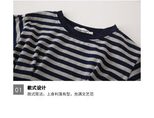 Load image into Gallery viewer, 22B013PCW- Korean parent-child summer striped short-sleeved T-shirt family of three or four pure cotton mother and daughter long skirt family wear trendy