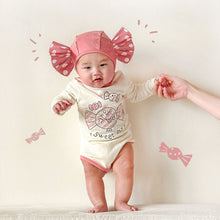 Load image into Gallery viewer, TM20703LS-Spring and summer ins style candy print long-sleeved bodysuit + hat two-piece set