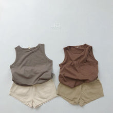 Load image into Gallery viewer, 1052SE-Korean summer children's sleeveless vest soft bamboo cotton solid color stripes thin boys and girls wear stylish vest