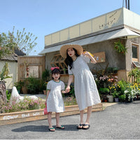 Load image into Gallery viewer, 22B038PCW-New summer parent-child outfit fairy wear white long loose slimming net celebrity stylish mother and daughter outfit