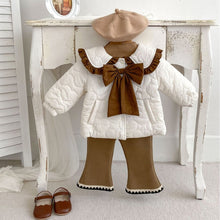 Load image into Gallery viewer, H10007SE-Winter Thick Lapel Bowknot Quilted Warm Girls Quilted Jacket