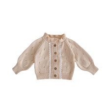 Load image into Gallery viewer, 83074SE-2022 Autumn Infant and Child Girl Sweet Baita Lace Cardigan Hollow Fungus Collar Lace Knitted Jacket