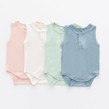 Load image into Gallery viewer, 6968HYLS-Summer thin bamboo fiber newborn solid color triangle crawling suit