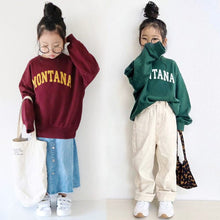 Load image into Gallery viewer, 21055PCW-Autumn Japanese-style parent-child outfit loose terry long-sleeved top with English letters