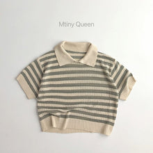 Load image into Gallery viewer, 23T05SE-Summer Korean style knitted hollow striped polo shirt