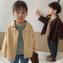 Load image into Gallery viewer, Q90928SE- Korean children's clothing children's spring and autumn new doll collar coat corduroy thin coat boys and girls baby bear top