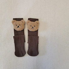 Load image into Gallery viewer, WH81503AC- Korean ins style cute embroidered bear head children's medium and long socks without heels straight tube boys and girls baby warm socks