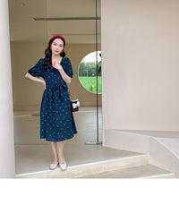 Load image into Gallery viewer, 22B049PCW-High-end polka dot parent-child outfit ins dress French retro internet celebrity long skirt chiffon print skirt mother and daughter outfit