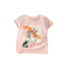 Load image into Gallery viewer, 81130SE-malwee summer European and American children's unicorn print round neck short-sleeved top