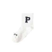 Load image into Gallery viewer, WH0307AC- Spring and Autumn Thin Big Kids Baby Letter Middle Socks (4 in a Set)