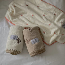 Load image into Gallery viewer, WH92602AC-Cute soft coral fleece towel cartoon embroidered bear strawberry super absorbent face towel no lint face towel