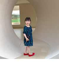 Load image into Gallery viewer, 22B049PCW-High-end polka dot parent-child outfit ins dress French retro internet celebrity long skirt chiffon print skirt mother and daughter outfit