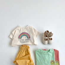 Load image into Gallery viewer, 23D202SE-Children's summer new tops simple Korean casual candy color rainbow print cartoon boys and girls short-sleeved T-shirt
