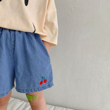 Load image into Gallery viewer, X90239PA-Children's summer denim shorts thin boys and girls baby 2022 new Korean embroidery loose denim 4-point pants